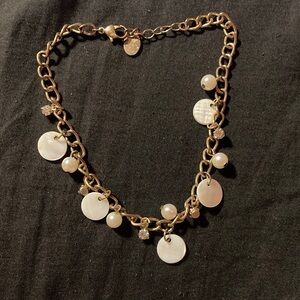 Elegant Gold and White Charm bracelet